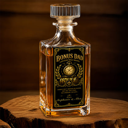 Bonus Dad - Personalized Father's Day Combo Whiskey Glass + Decanter, Father Day Gifts for Step Dad Bonus Dad-Myprintsy