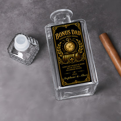Bonus Dad - Personalized Father's Day Combo Whiskey Glass + Decanter, Father Day Gifts for Step Dad Bonus Dad-Myprintsy