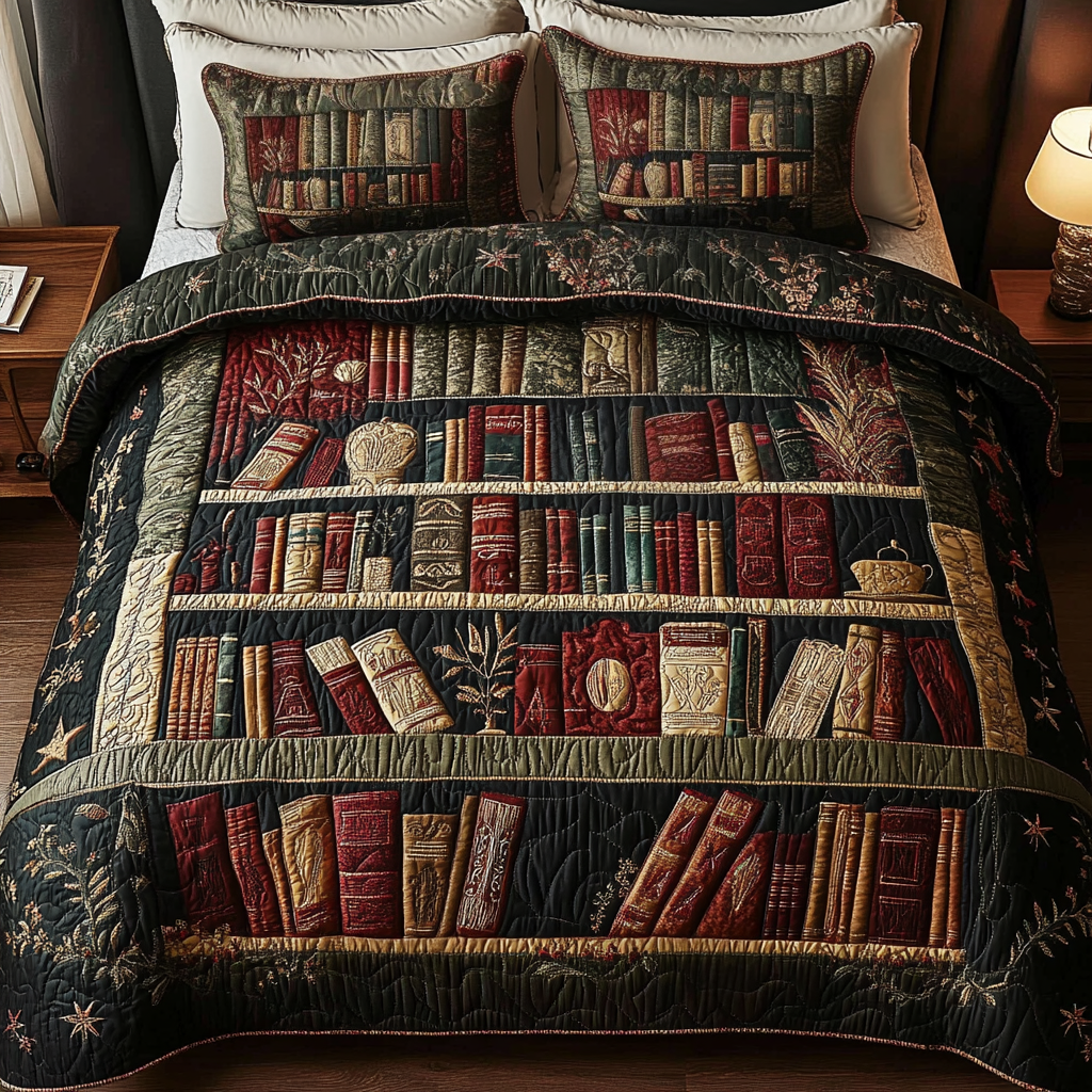 Book Haven -Piece Quilted Bedding Set VH VTQ-Myprintsy