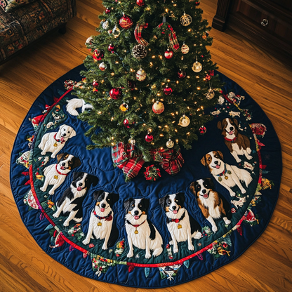 Border Collie Cheer Christmas Quilted Tree Skirt-Myprintsy