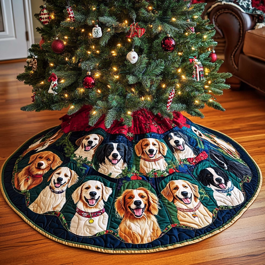 Border Collie Joy Christmas Quilted Tree Skirt-Myprintsy