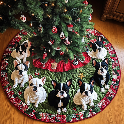 Boston Terrier Santa Paws Christmas Quilted Tree Skirt VTQ-Myprintsy