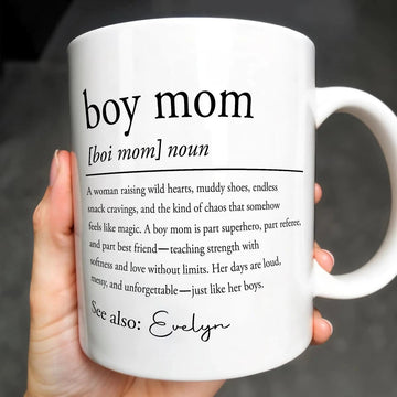 Boy Mom Dictionary Definition, Personalized Custom Coffee Mug, Gift for Mom-Myprintsy