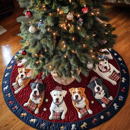 Brave Pitbull Christmas Quilted Tree Skirt-Myprintsy