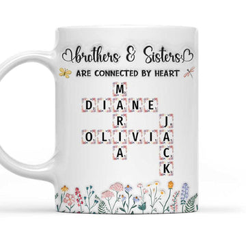 Brothers & Sisters Are Connected By Heart - Personalized Coffee Mug-Myprintsy