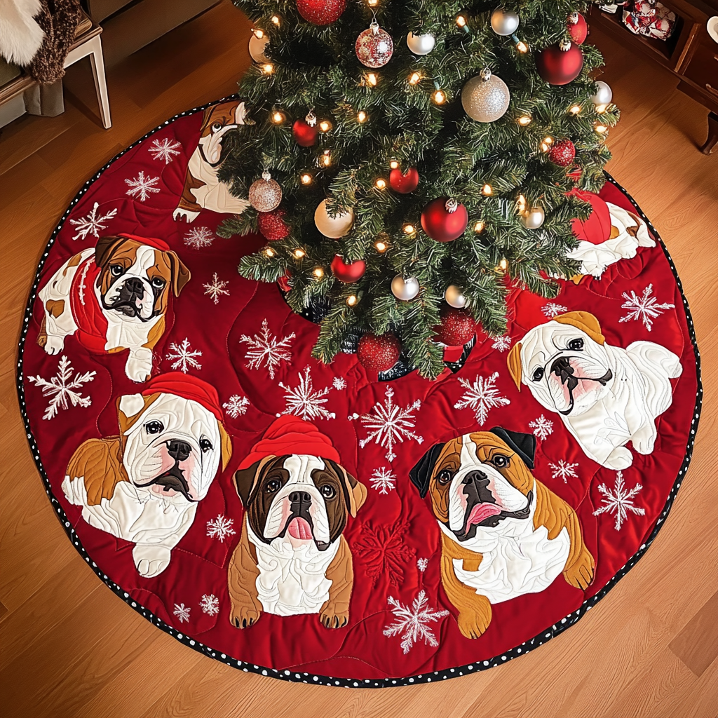 Bulldog Christmas Quilted Tree Skirt VTQ-Myprintsy