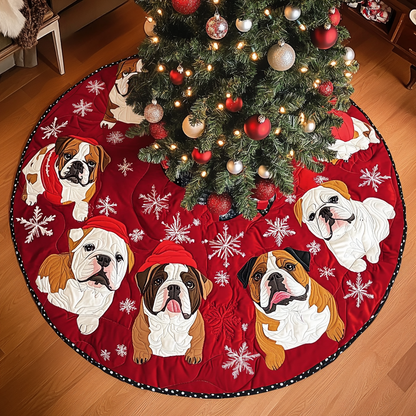 Bulldog Christmas Quilted Tree Skirt VTQ-Myprintsy