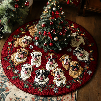 Bulldog Christmas Quilted Tree Skirt VTQ-Myprintsy