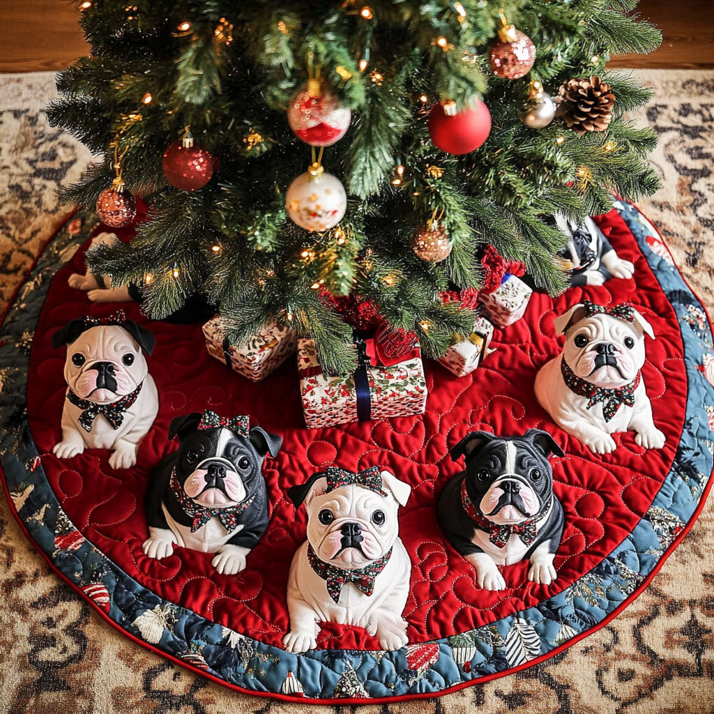 Bulldog Christmas Quilted Tree Skirt VTQ-Myprintsy