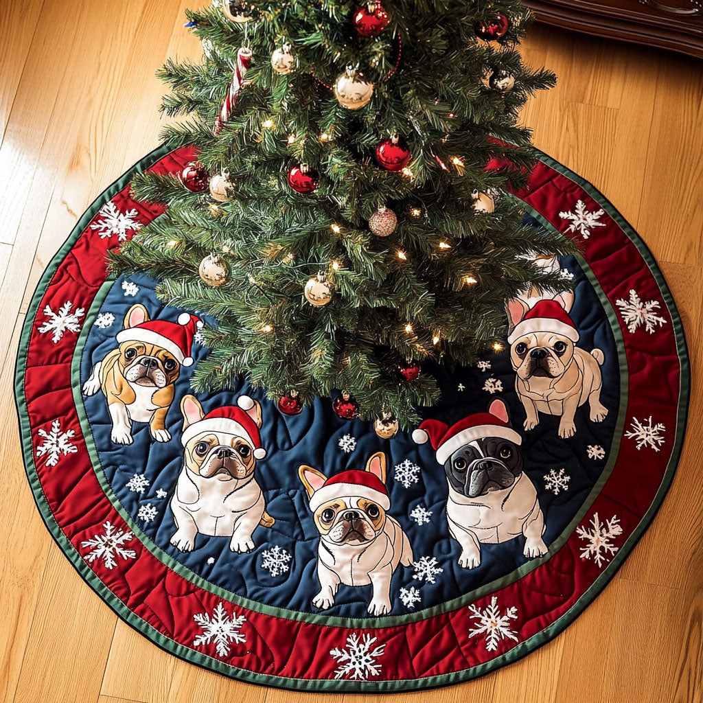 Bulldog Christmas Quilted Tree Skirt VTQ-Myprintsy