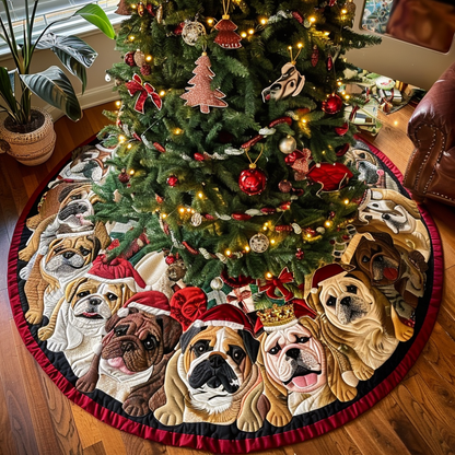 Bulldog Christmas Quilted Tree Skirt VTQ-Myprintsy