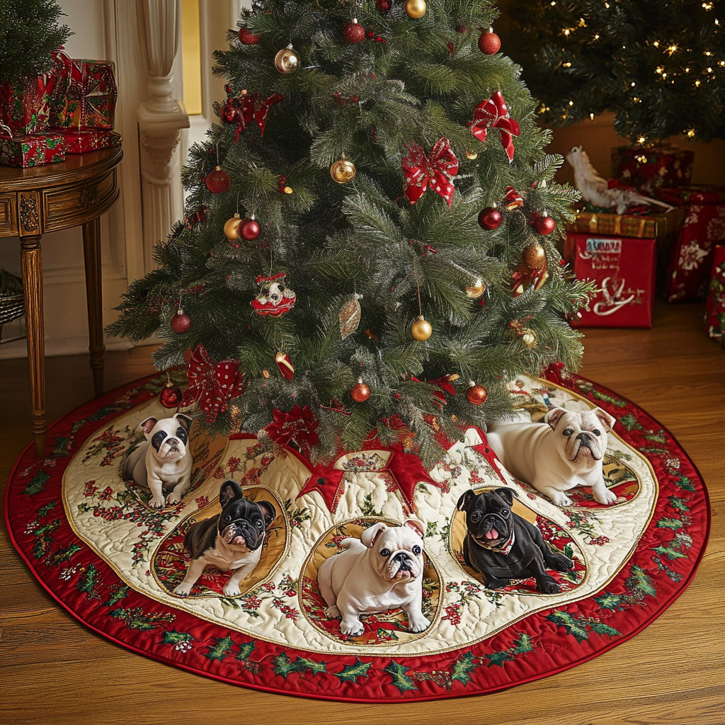 Bulldog Delight Quilted Christmas Tree Skirt VTQ-Myprintsy