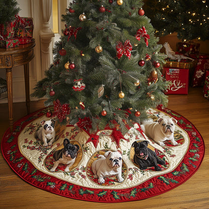 Bulldog Delight Quilted Christmas Tree Skirt VTQ-Myprintsy