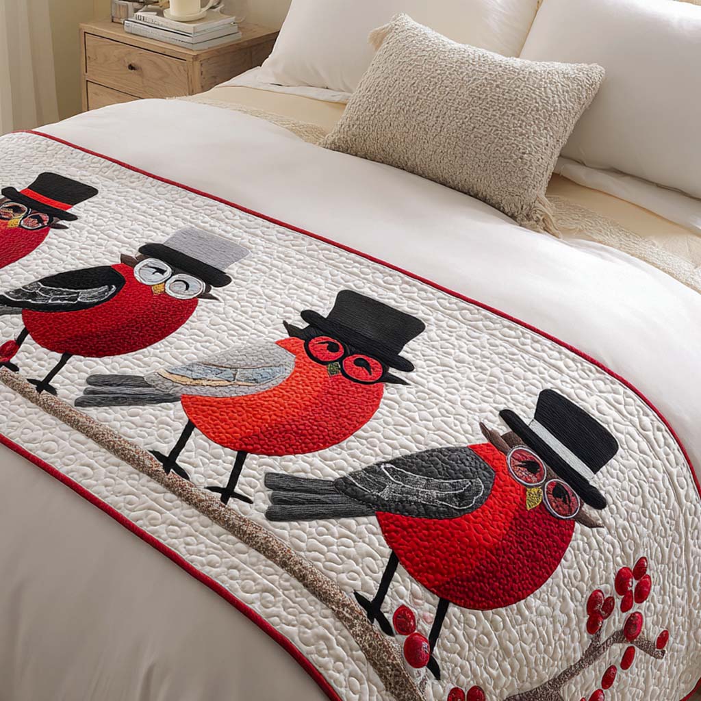 Bullfinch Winter Song Quilted Bed Runner VTQ-Myprintsy