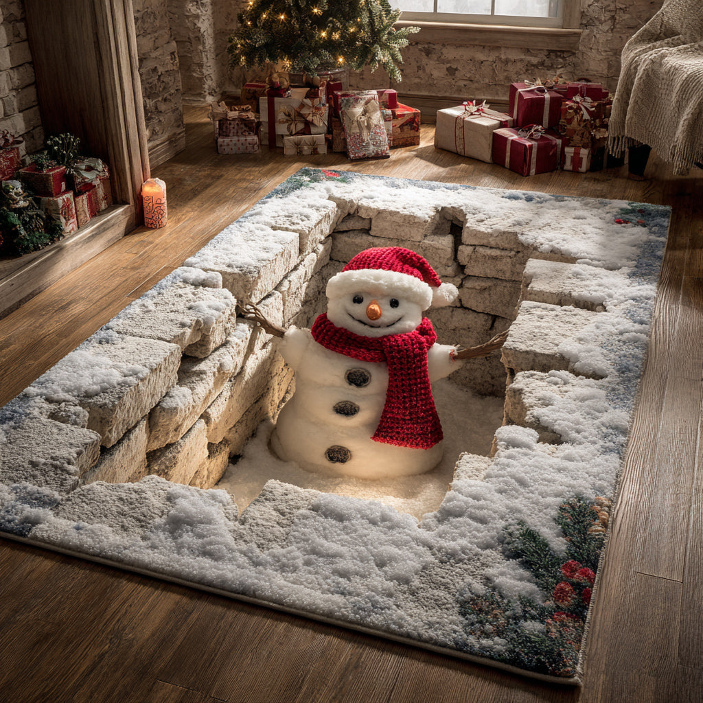 Buried Snowman Area Rug VTQ-Myprintsy