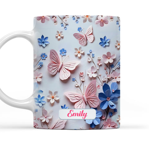 Butterfly With Flower - Personalized 3D Mug-Myprintsy