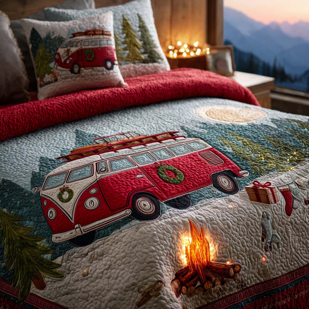 Campfire Christmas -Piece Quilted Bedding Set VTQ-Myprintsy