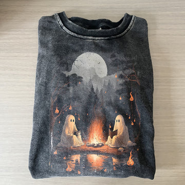 Camping Halloween Ghost Reading Book - Halloween Shirt-Myprintsy