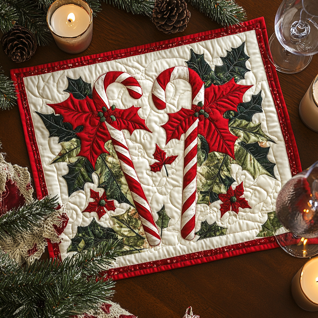 Candy Cane Bliss Quilted Placemat VTQ-Myprintsy