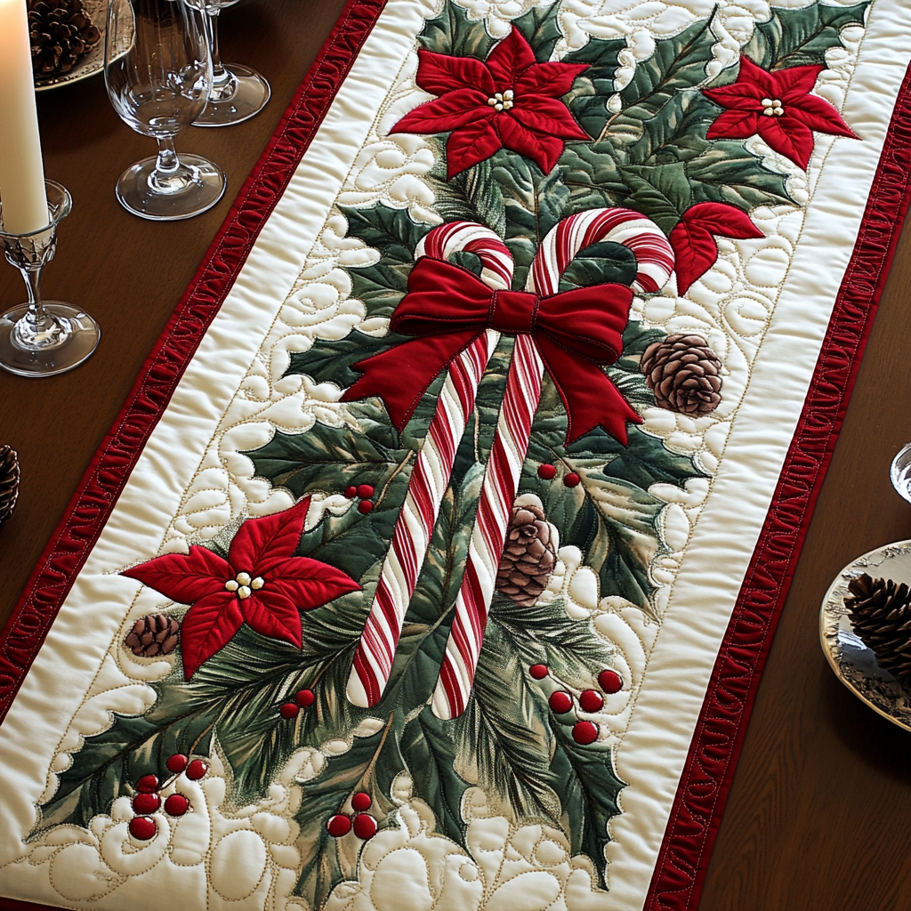 Candy Cane Bliss Quilted Table Runner VTQ-Myprintsy
