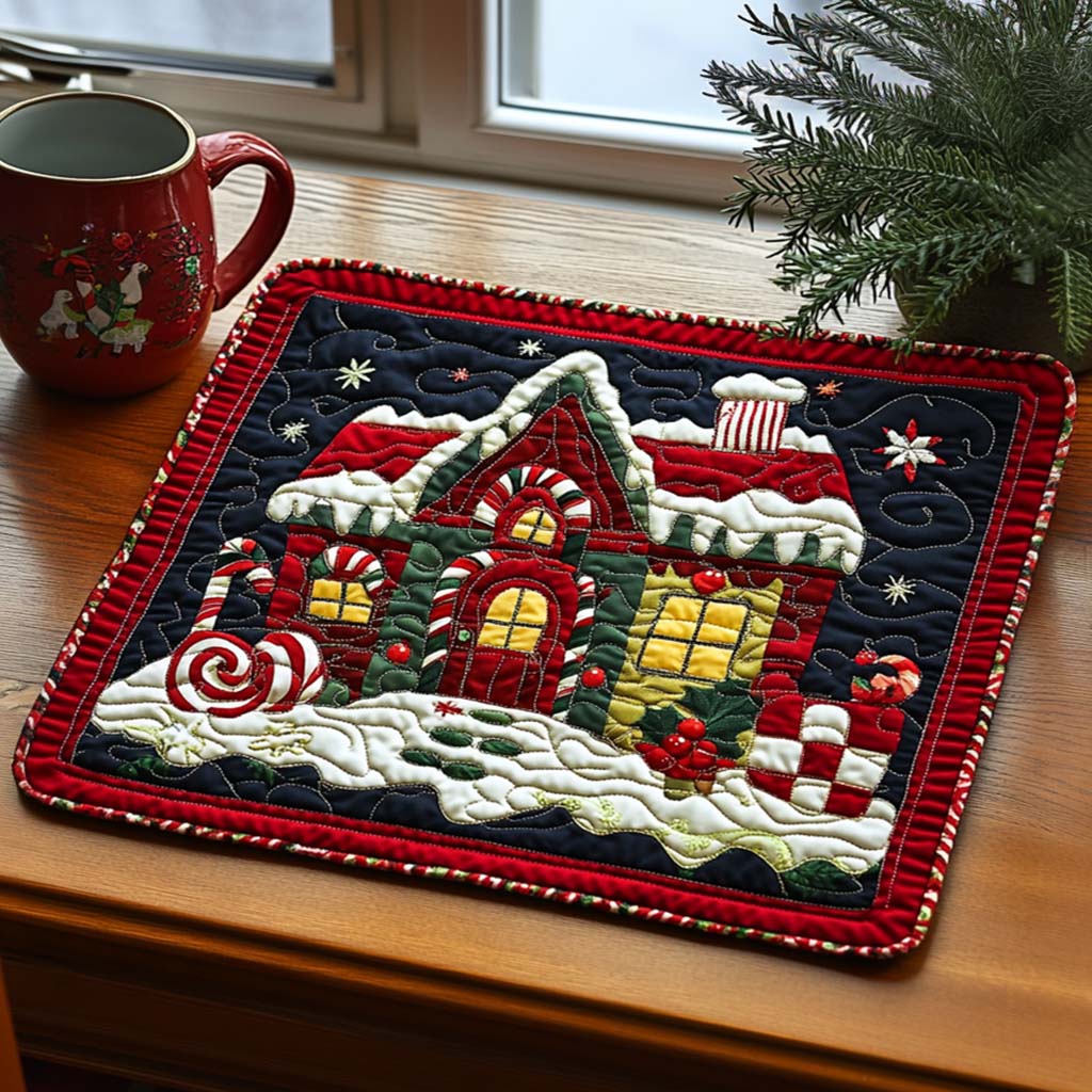 Candy Cane Cabin Quilted Placemat VTQ-Myprintsy