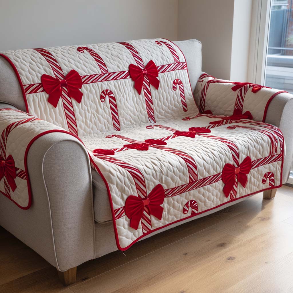 Candy Cane Delight Quilted Sofa Cover VTQ-Myprintsy
