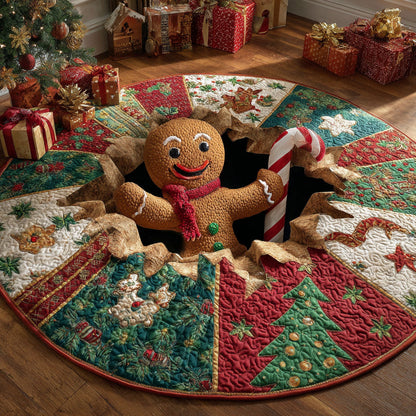 Candy Cane Hug Quilted Round Mat VTQ-Myprintsy