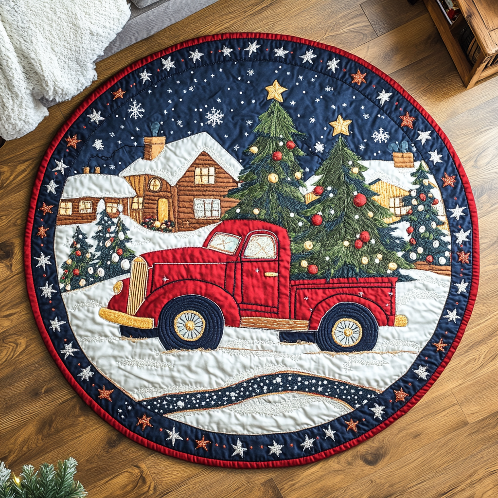 Candy Cane Lane Quilted Round Mat VTQ-Myprintsy