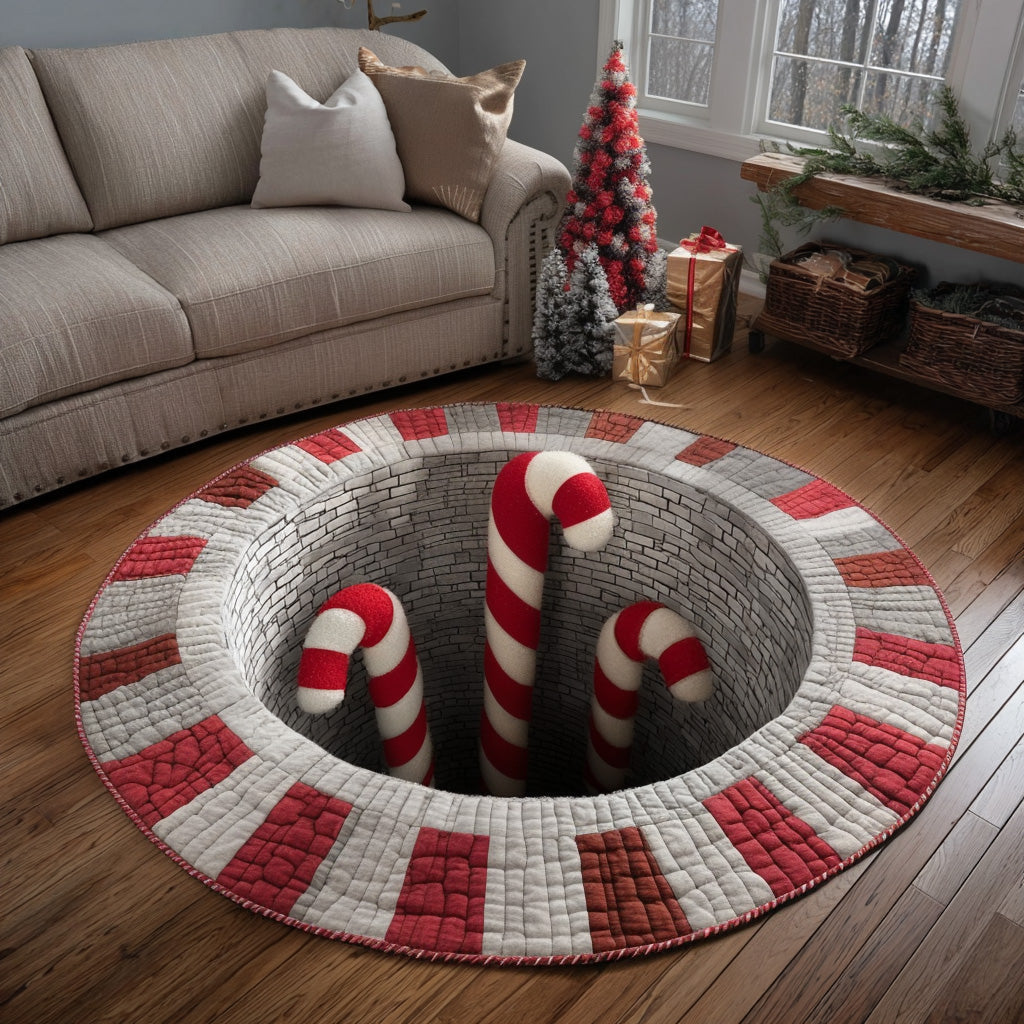 Candy Cane Pit Quilted Round Mat VTQ-Myprintsy