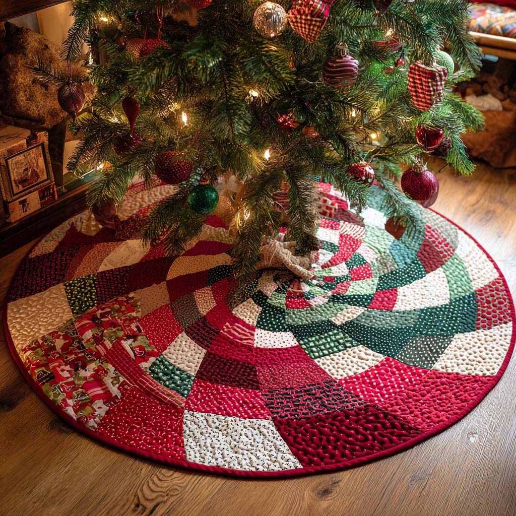 Candy Swirl Christmas Quilted Tree Skirt-Myprintsy