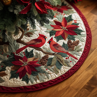 Cardinal Blessing Christmas Quilted Tree Skirt VTQ-Myprintsy