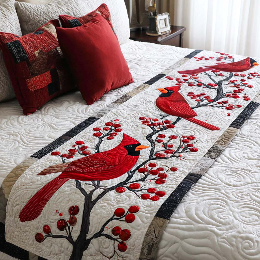 Cardinal Branches Quilted Bed Runner VTQ-Myprintsy