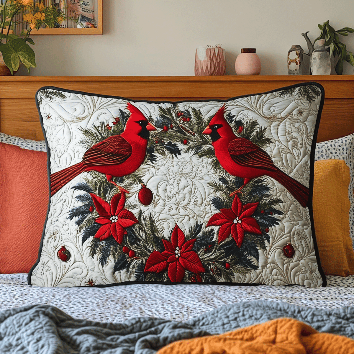 Cardinal Chorus Quilted Bedding Pillow Case VTQ-Myprintsy