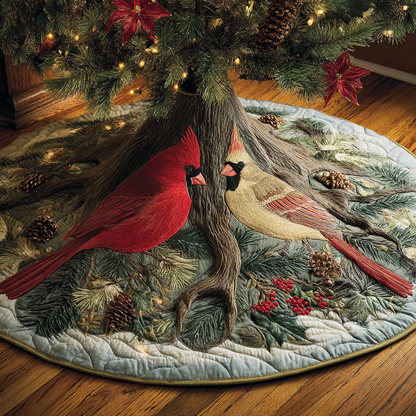 Cardinal Haven Christmas Quilted Tree Skirt-Myprintsy