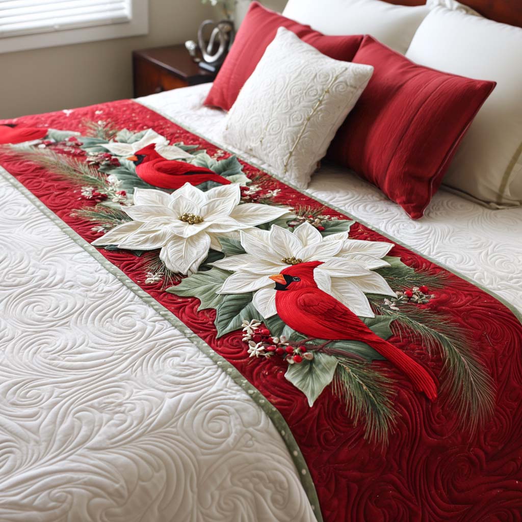 Cardinal Joy Quilted Bed Runner VTQ-Myprintsy