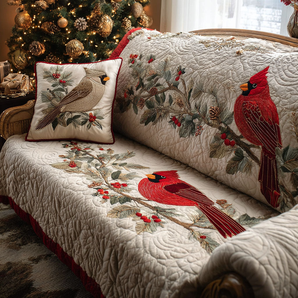 Cardinal Meadow Quilted Sofa Cover VTQ-Myprintsy