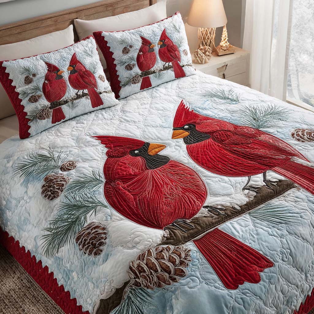 Cardinal Nest -Piece Quilted Bedding Set VTQ-Myprintsy