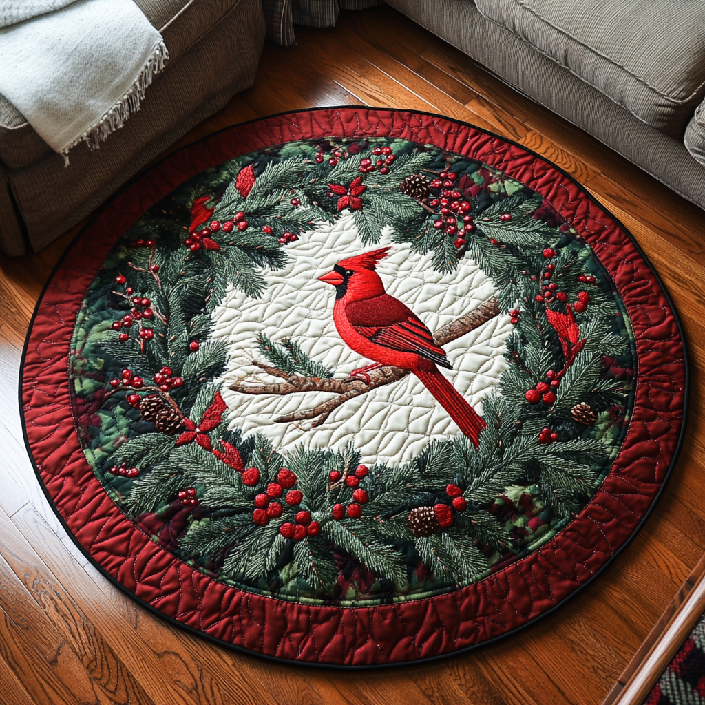 Cardinal Nest Quilted Round Mat VTQ-Myprintsy