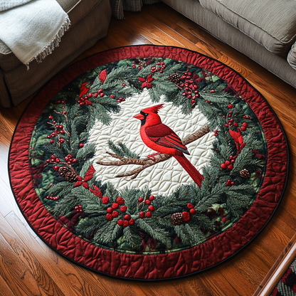 Cardinal Nest Quilted Round Mat VTQ-Myprintsy