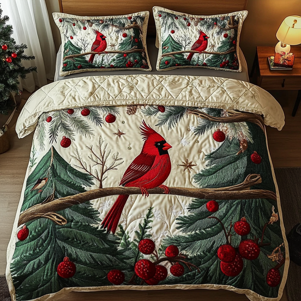 Cardinal Serenade -Piece Quilted Bedding Set VTQ-Myprintsy