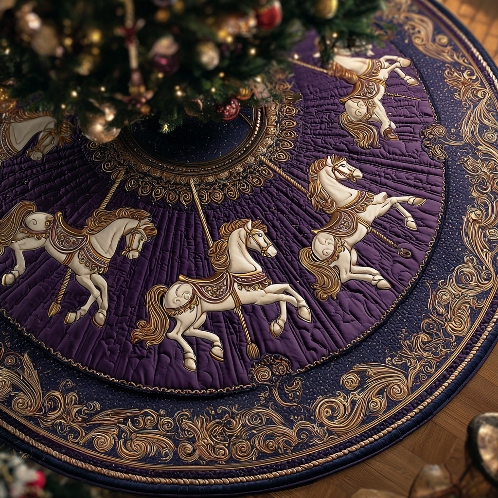 Carousel Horse Dream Quilted Christmas Tree Skirt HH-Myprintsy