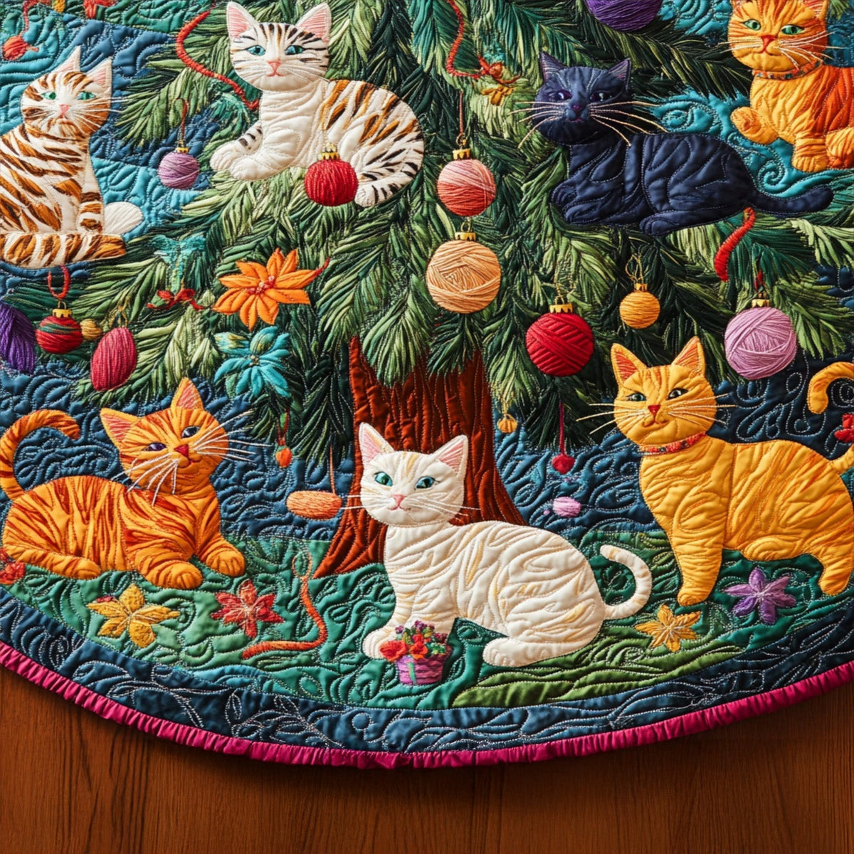 Catnip Cottage Quilted Christmas Tree Skirt-Myprintsy