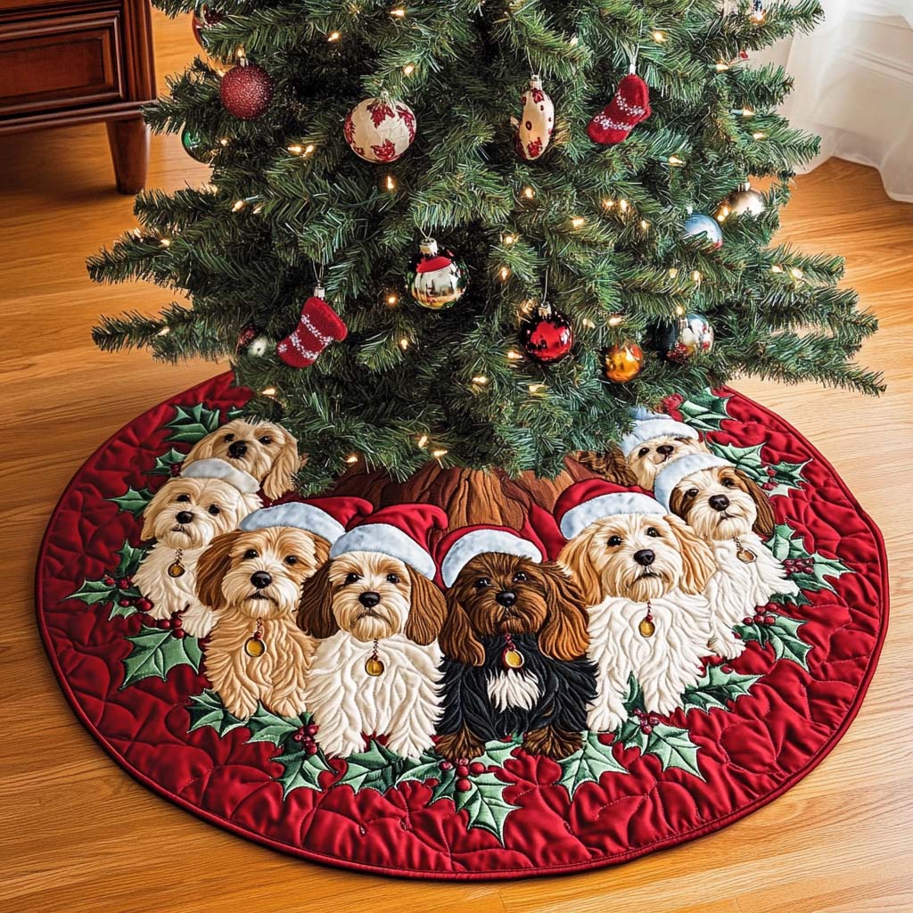 Cavapoo Charm Christmas Quilted Tree Skirt-Myprintsy
