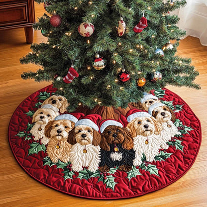 Cavapoo Charm Christmas Quilted Tree Skirt-Myprintsy