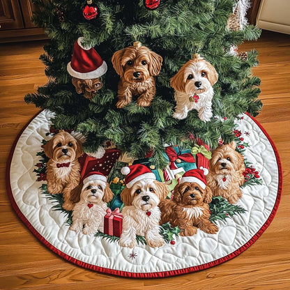 Cavapoo Joy Christmas Quilted Tree Skirt-Myprintsy