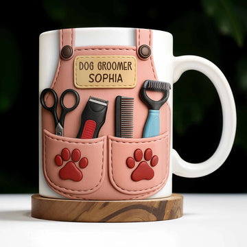 Celebrate Your Favorite Dog Groomer, Scissors And Paw Prints Mug - Gift For Pet Care Professionals And Dog Lovers-Myprintsy