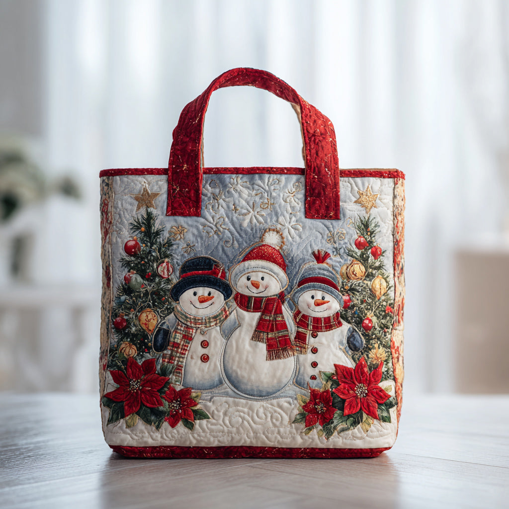 Celebration Snowman Quilted Tote Bag VTQ-Myprintsy