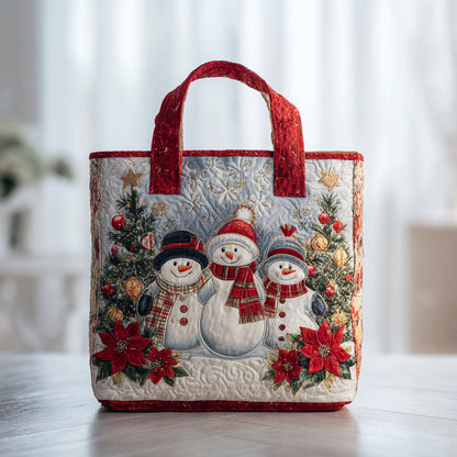 Celebration Snowman Quilted Tote Bag VTQ-Myprintsy