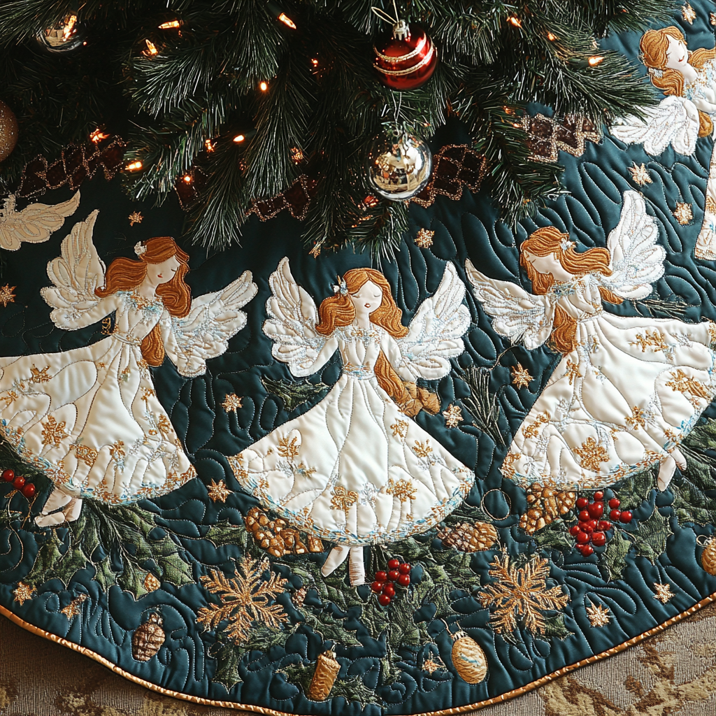 Celestial Carols Christmas Quilted Tree Skirt-Myprintsy