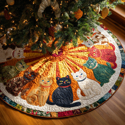 Celestial Cat Quilted Christmas Tree Skirt HH-Myprintsy